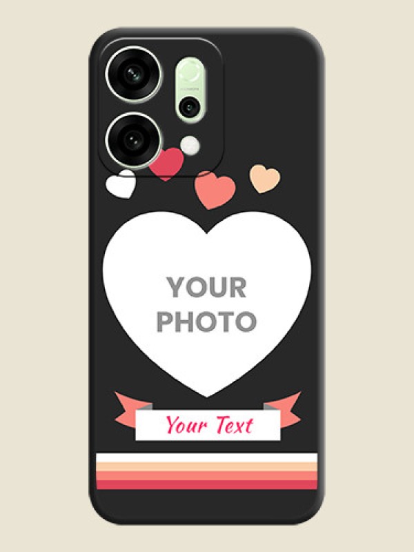Custom Love Shaped Photo with Colorful Stripes On Space Black Custom Soft Matte Mobile Back Cover - Oppo Reno 14 5G - alternate view