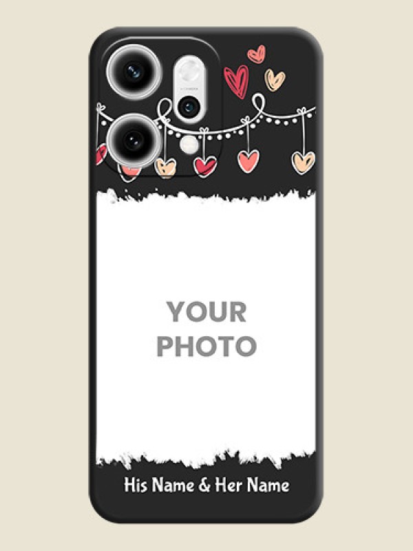 Custom Pink Love Hangings with Name On Space Black Custom Soft Matte Mobile Back Cover - Oppo Reno 14 Pro 5G - alternate view