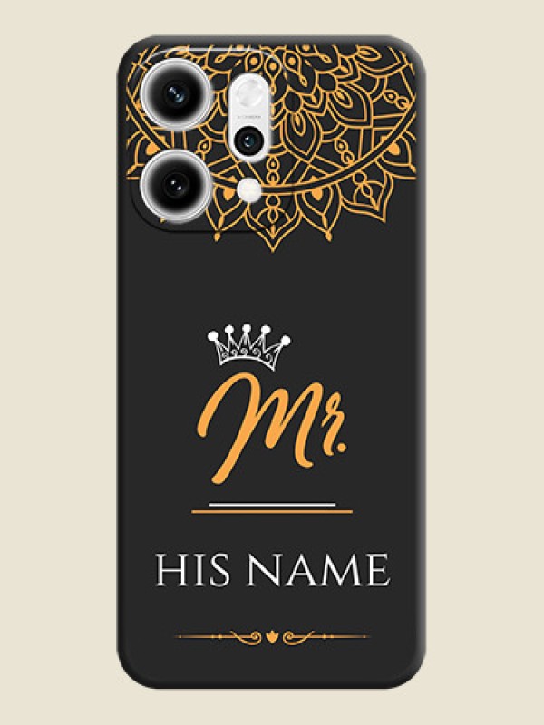 Custom Mr Name with Floral Design On Space Black Custom Soft Matte Mobile Back Cover - Oppo Reno 14 Pro 5G - alternate view
