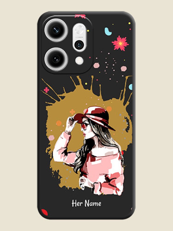 Custom Mordern Lady With Color Splash Background With Custom Text On Space Black Custom Soft Matte Mobile Back Cover - Oppo Reno 14 Pro 5G - alternate view