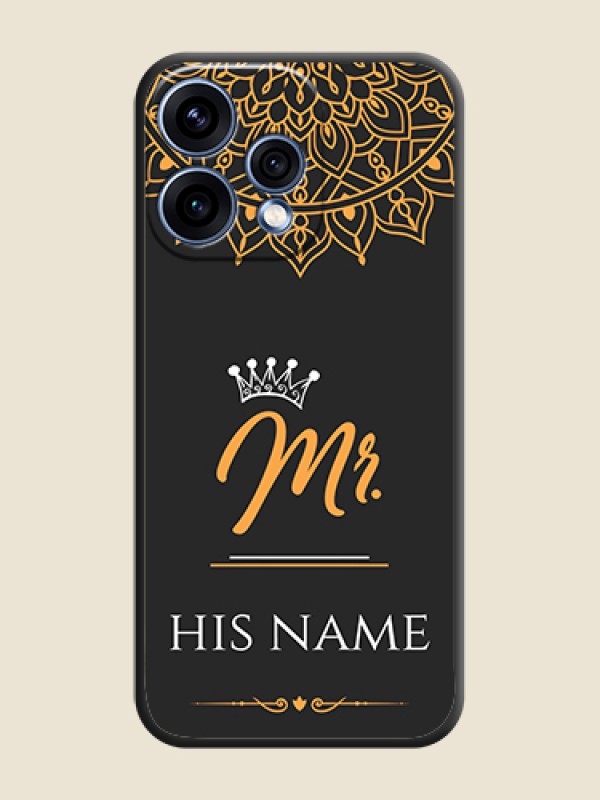 Custom Mr Name with Floral Design On Space Black Custom Soft Matte Mobile Back Cover - Oppo Reno 15 5G - alternate view