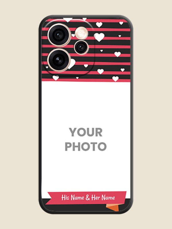 Custom White Color Love Symbols with Pink Lines Pattern On Space Black Custom Soft Matte Mobile Back Cover - Oppo Reno 15 Pro 5G - alternate view