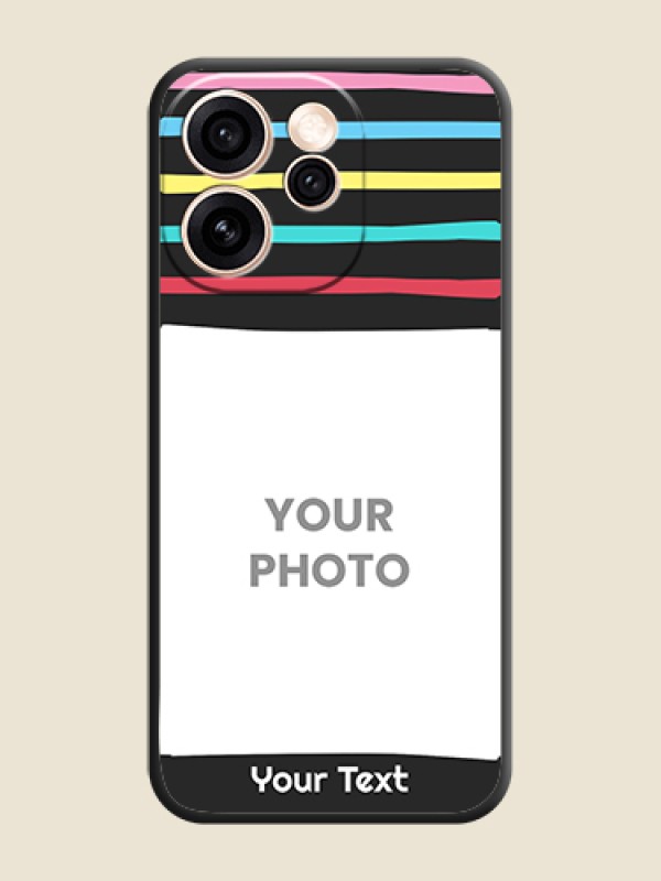 Custom Multicolor Lines with Image On Space Black Custom Soft Matte Mobile Back Cover - Oppo Reno 15 Pro 5G - alternate view