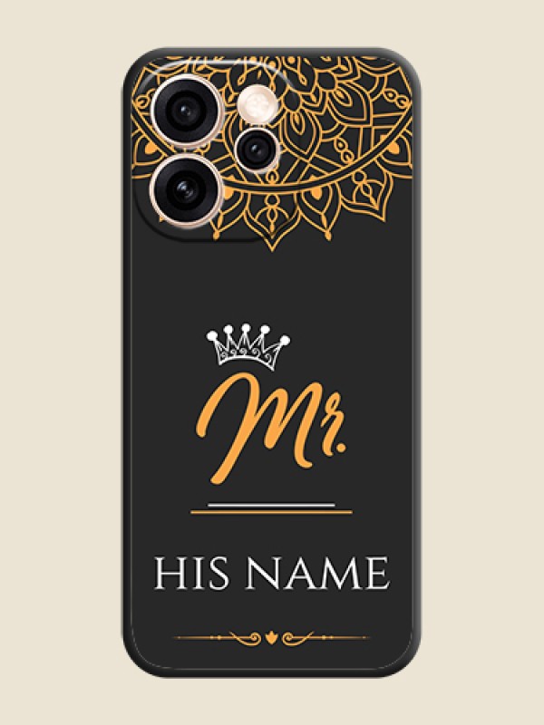 Custom Mr Name with Floral Design On Space Black Custom Soft Matte Mobile Back Cover - Oppo Reno 15 Pro 5G - alternate view