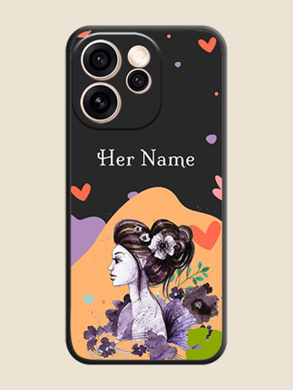 Custom Namecase For Her With Fancy Lady Image On Space Black Custom Soft Matte Mobile Back Cover - Oppo Reno 15 Pro 5G - alternate view