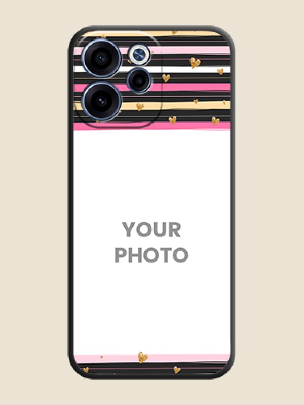 Custom Multicolor Lines and Golden Love Symbols Design on Photo On Space Black Custom Soft Matte Mobile Back Cover - Oppo Reno 15C 5G - alternate view