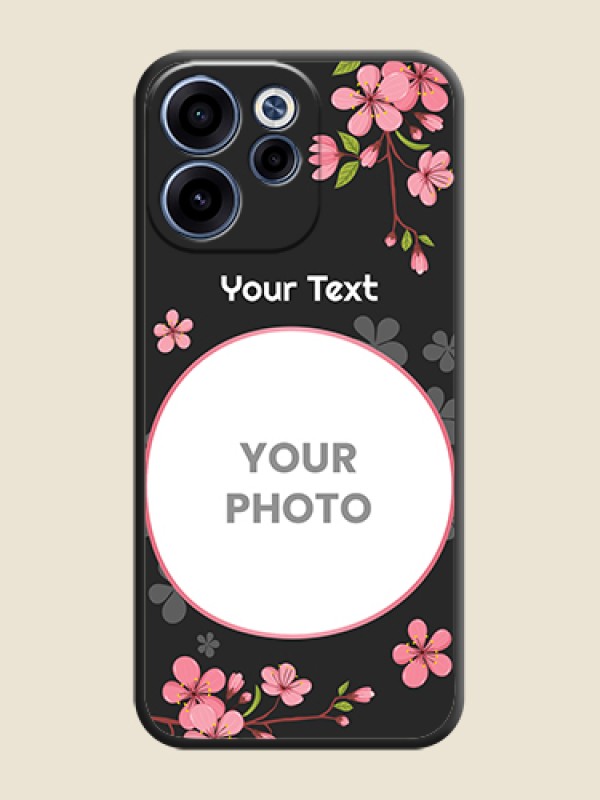 Custom Round Image with Pink Color Floral Design on Photo On Space Black Custom Soft Matte Mobile Back Cover - Oppo Reno 15C 5G - alternate view