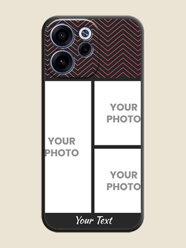 Custom Wave Pattern with 3 Image Holder On Space Black Custom Soft Matte Mobile Back Cover - Oppo Reno 15C 5G - alternate view