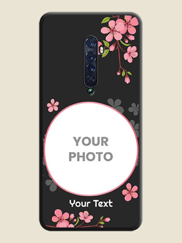 Custom Round Image with Pink Color Floral Design on Photo on Space Black Soft Matte Back Cover - Oppo Reno 2 - alternate view