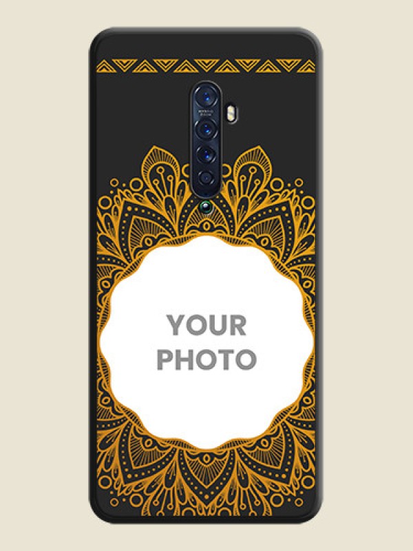Custom Round Image with Floral Design on Photo on Space Black Soft Matte Mobile Cover - Oppo Reno 2 - alternate view