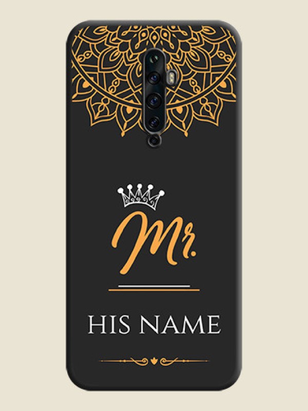 Custom Mr Name with Floral Design  on Personalised Space Black Soft Matte Cases - Oppo Reno 2F - alternate view