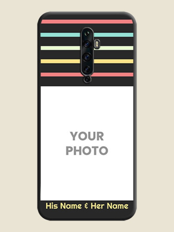 Custom Color Stripes with Photo and Text - Photo on Space Black Soft Matte Mobile Case - Oppo Reno 2Z - alternate view