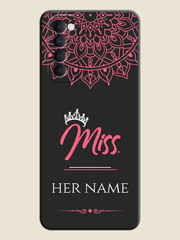 Custom Mrs Name with Floral Design on Space Black Personalized Soft Matte Phone Covers - Oppo Reno 4 Pro - alternate view