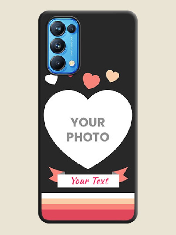 Custom Love Shaped Photo with Colorful Stripes on Personalised Space Black Soft Matte Cases - Reno 5 Pro - alternate view