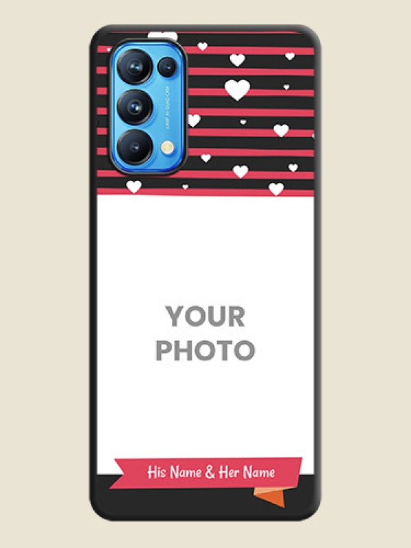Custom White Color Love Symbols with Pink Lines Pattern on Space Black Custom Soft Matte Phone Cases - Reno 5 Pro - alternate view
