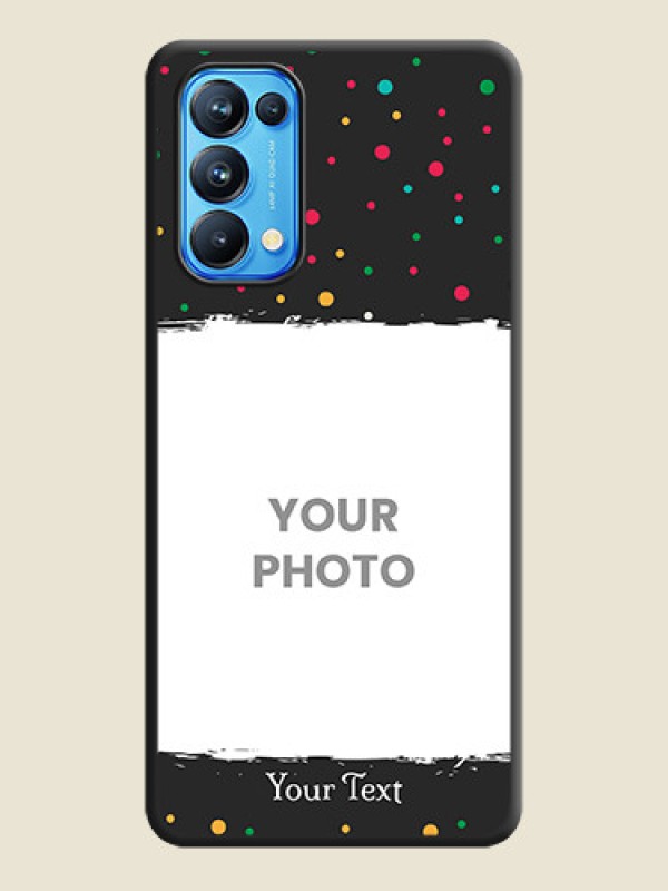 Custom Multicolor Dotted Pattern with Text on Space Black Custom Soft Matte Phone Back Cover - Reno 5 Pro - alternate view