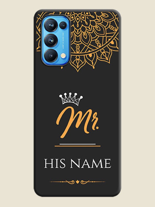 Custom Mr Name with Floral Design  on Personalised Space Black Soft Matte Cases - Reno 5 Pro - alternate view