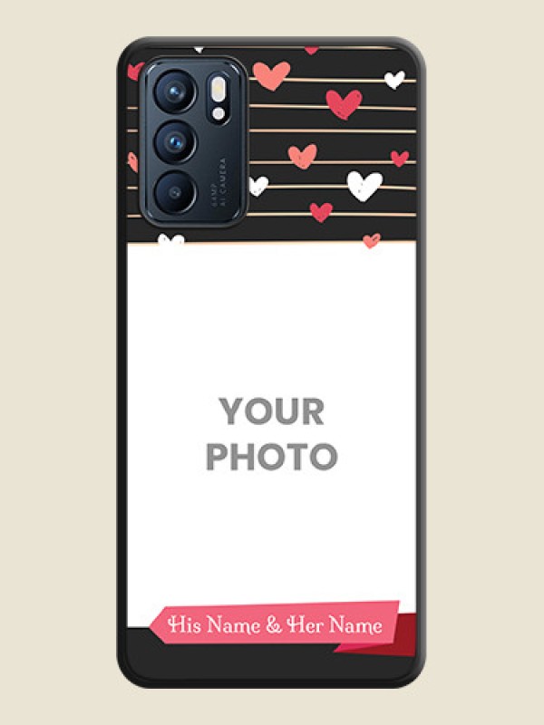 Custom Love Pattern with Name on Pink Ribbon on Photo on Space Black Soft Matte Back Cover - Oppo Reno 6 5G - alternate view