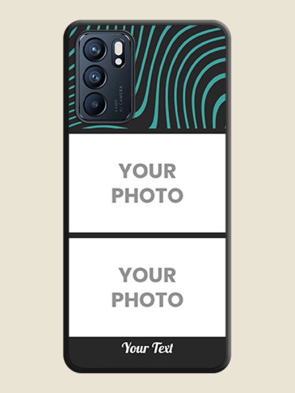 Custom Wave Pattern with 2 Image Holder on Space Black Personalized Soft Matte Phone Covers - Oppo Reno 6 5G - alternate view