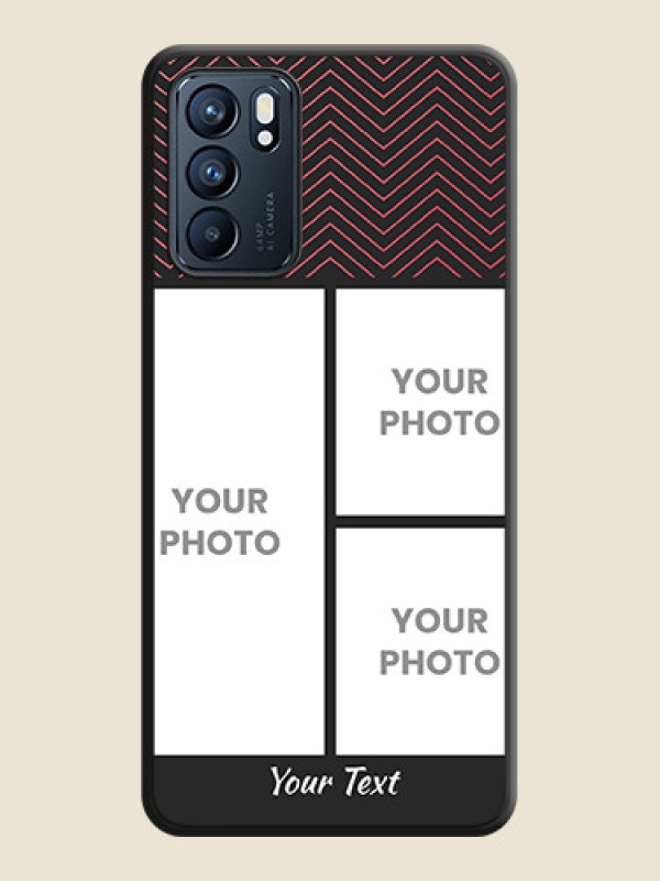 Custom Wave Pattern with 3 Image Holder on Space Black Custom Soft Matte Back Cover - Oppo Reno 6 5G - alternate view