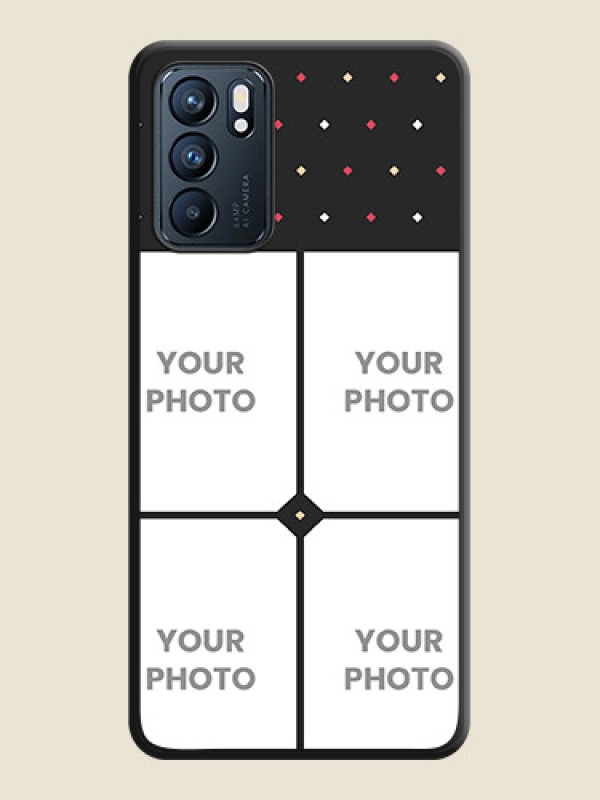 Custom Multicolor Dotted Pattern with 4 Image Holder on Space Black Custom Soft Matte Phone Cases - Oppo Reno 6 5G - alternate view