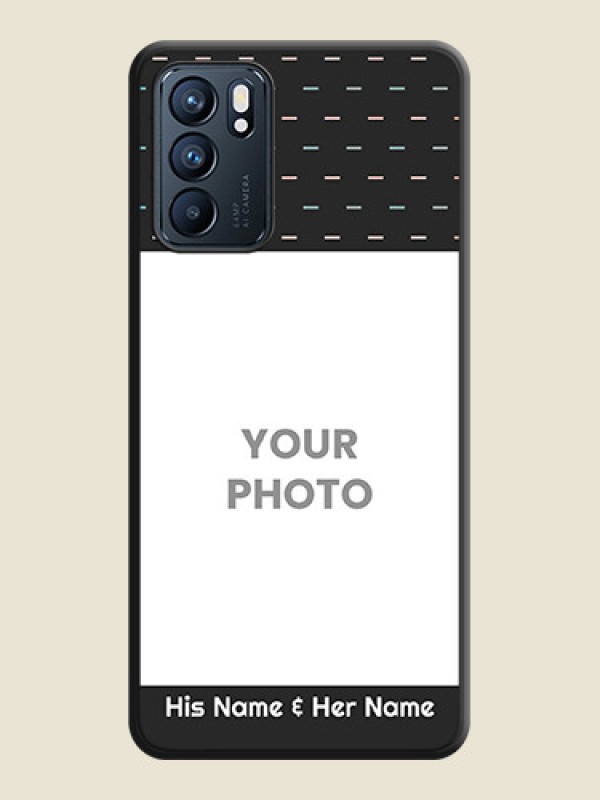 Custom Line Pattern Design with Text on Space Black Custom Soft Matte Phone Back Cover - Oppo Reno 6 5G - alternate view