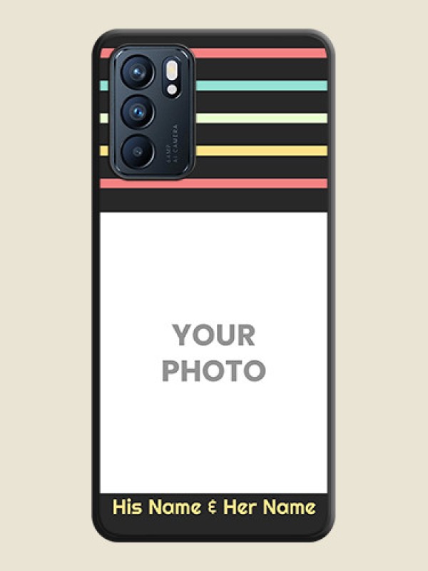 Custom Color Stripes with Photo and Text on Photo on Space Black Soft Matte Mobile Case - Oppo Reno 6 5G - alternate view
