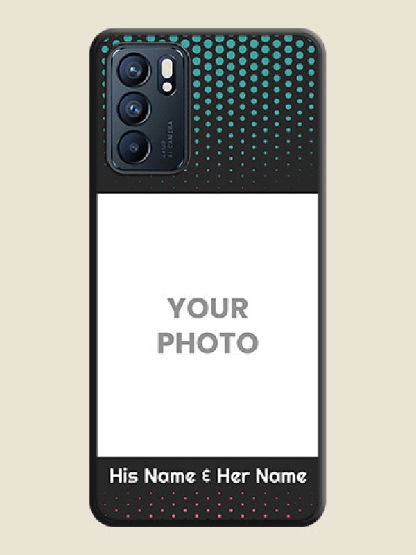 Custom Faded Dots with Grunge Photo Frame and Text on Space Black Custom Soft Matte Phone Cases - Oppo Reno 6 5G - alternate view