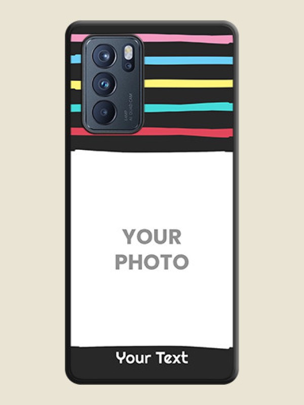 Custom Multicolor Lines with Image on Space Black Personalized Soft Matte Phone Covers - Oppo Reno 6 Pro 5G - alternate view