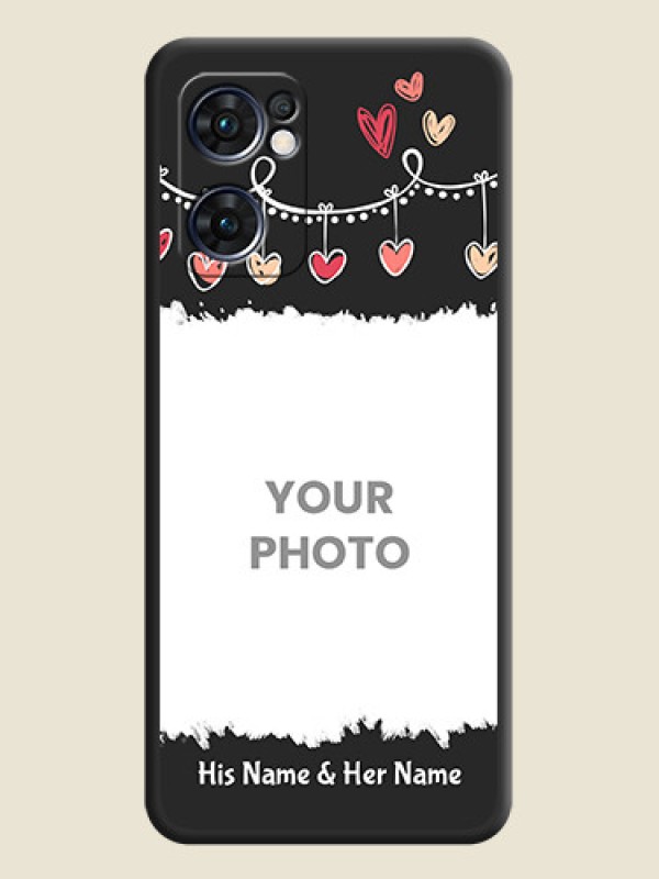 Custom Pink Love Hangings with Name on Space Black Custom Soft Matte Phone Cases - Oppo Reno 7 5G - alternate view