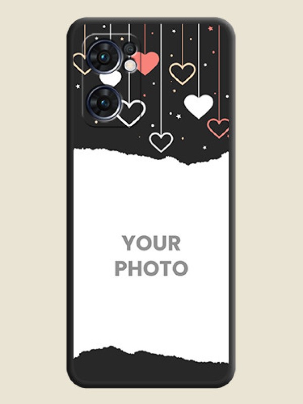 Custom Love Hangings with Splash Wave Picture on Space Black Custom Soft Matte Phone Back Cover - Oppo Reno 7 5G - alternate view