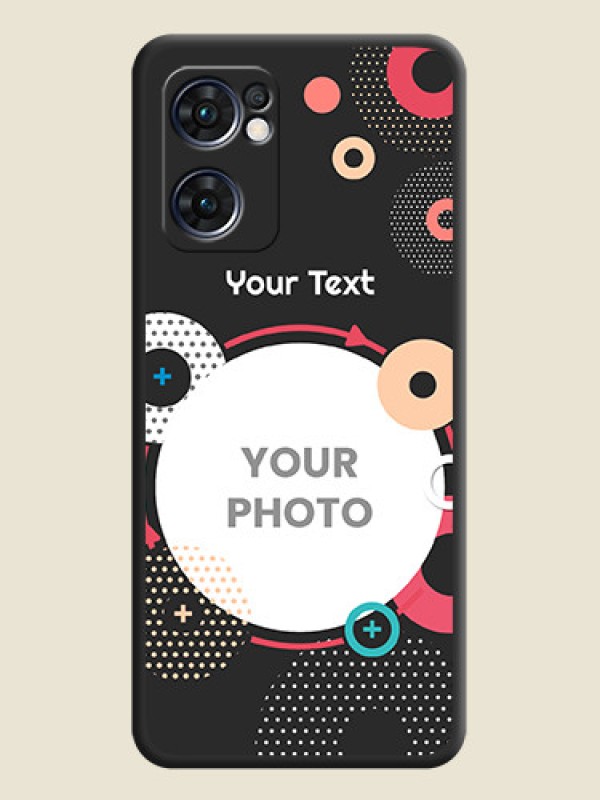Custom Multicoloured Round Image on Personalised Space Black Soft Matte Cases - Oppo Reno 7 5G - alternate view
