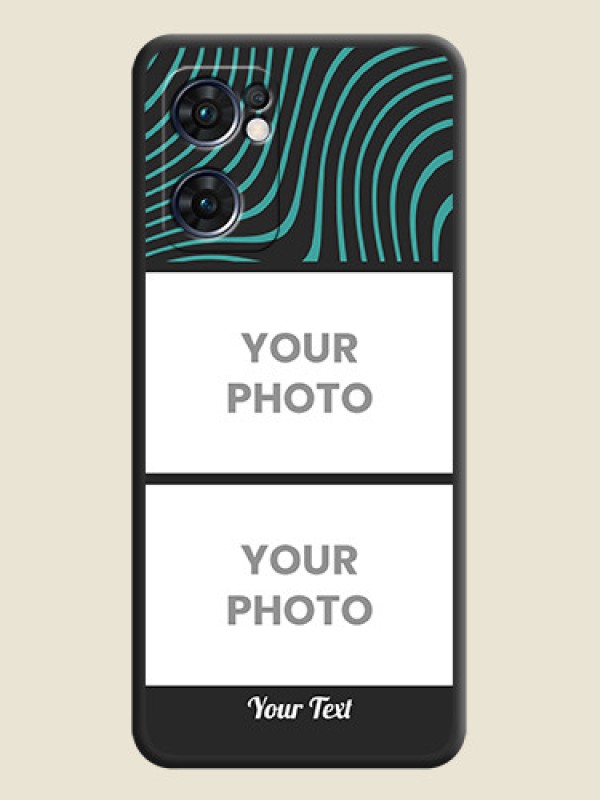 Custom Wave Pattern with 2 Image Holder on Space Black Personalized Soft Matte Phone Covers - Oppo Reno 7 5G - alternate view