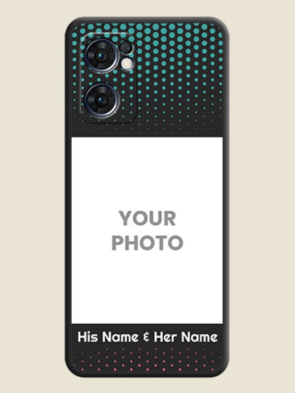 Custom Faded Dots with Grunge Photo Frame and Text on Space Black Custom Soft Matte Phone Cases - Oppo Reno 7 5G - alternate view