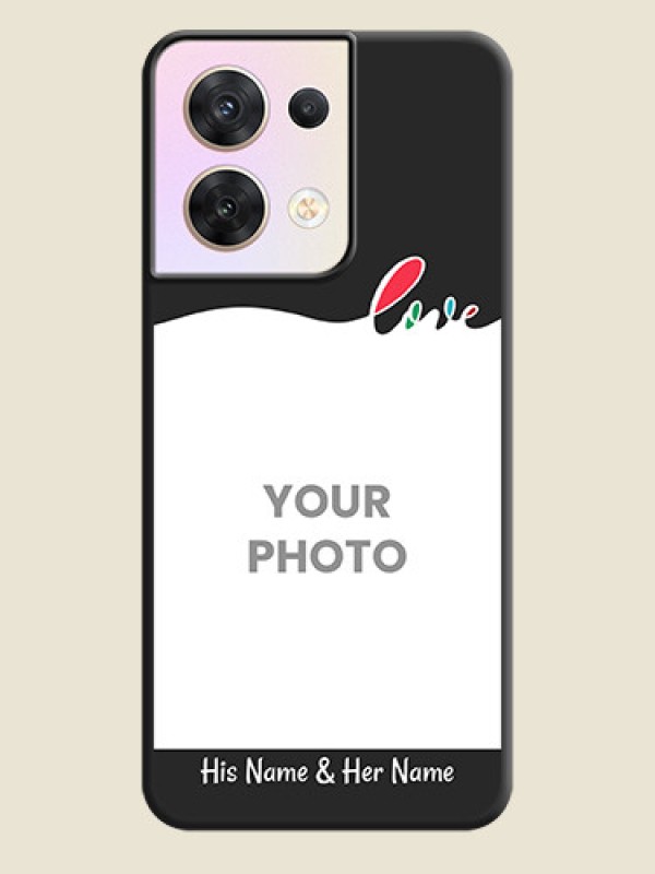 Custom Fall in Love Pattern with Picture on Photo on Space Black Soft Matte Mobile Case - Oppo Reno 8 5G - alternate view