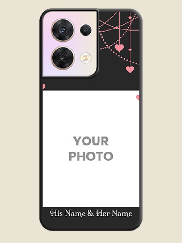 Custom Pink Love Hangings with Text on Space Black Custom Soft Matte Back Cover - Oppo Reno 8 5G - alternate view