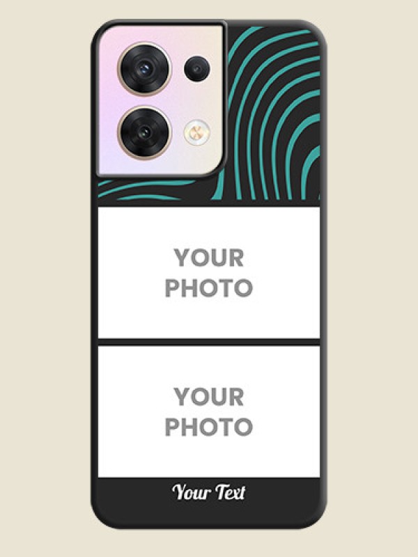 Custom Wave Pattern with 2 Image Holder on Space Black Personalized Soft Matte Phone Covers - Oppo Reno 8 5G - alternate view