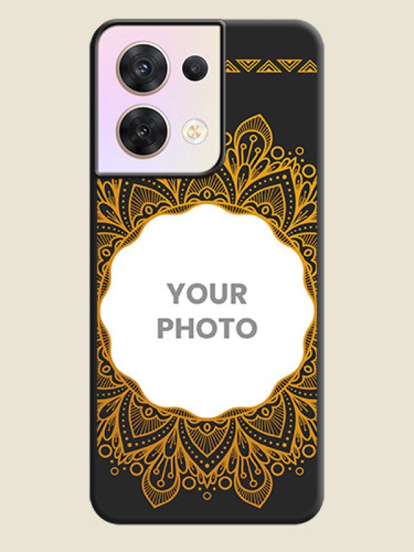 Custom Round Image with Floral Design on Photo on Space Black Soft Matte Mobile Cover - Oppo Reno 8 5G - alternate view