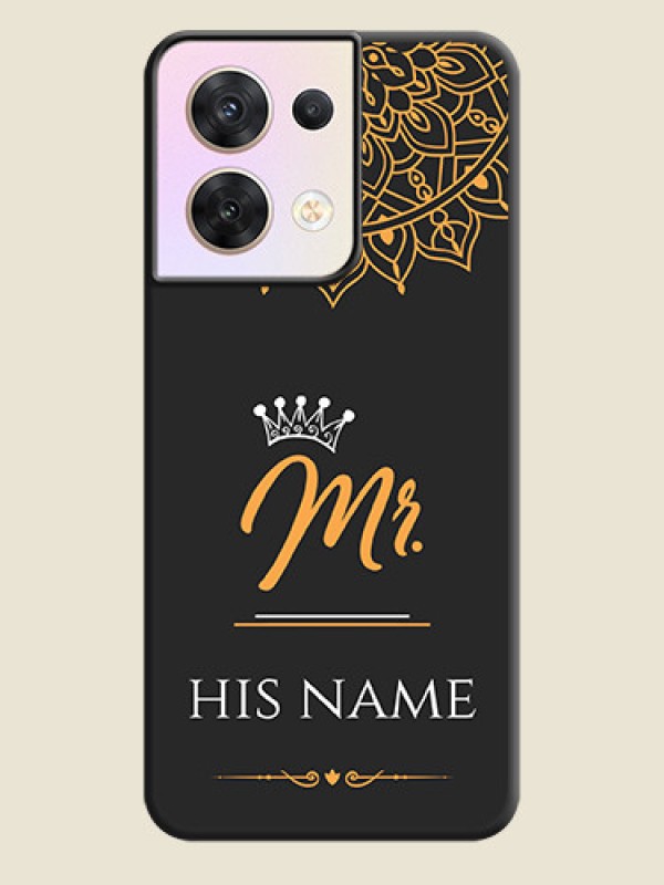 Custom Mr Name with Floral Design  on Personalised Space Black Soft Matte Cases - Oppo Reno 8 5G - alternate view