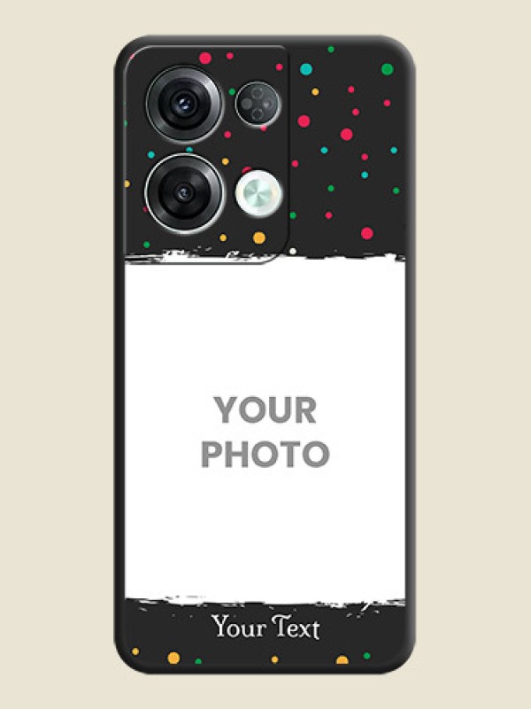 Custom Multicolor Dotted Pattern with Text on Space Black Custom Soft Matte Phone Back Cover - Oppo Reno 8 Pro 5G - alternate view