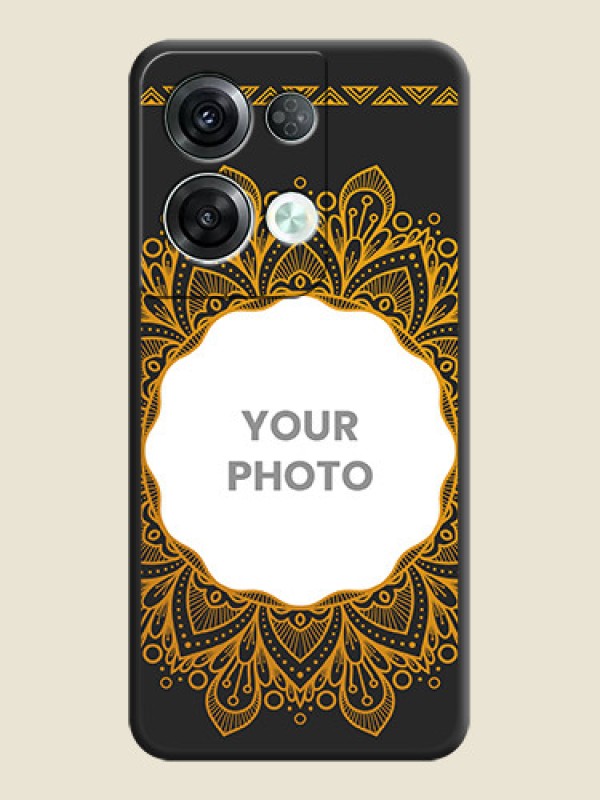 Custom Round Image with Floral Design on Photo on Space Black Soft Matte Mobile Cover - Oppo Reno 8 Pro 5G - alternate view