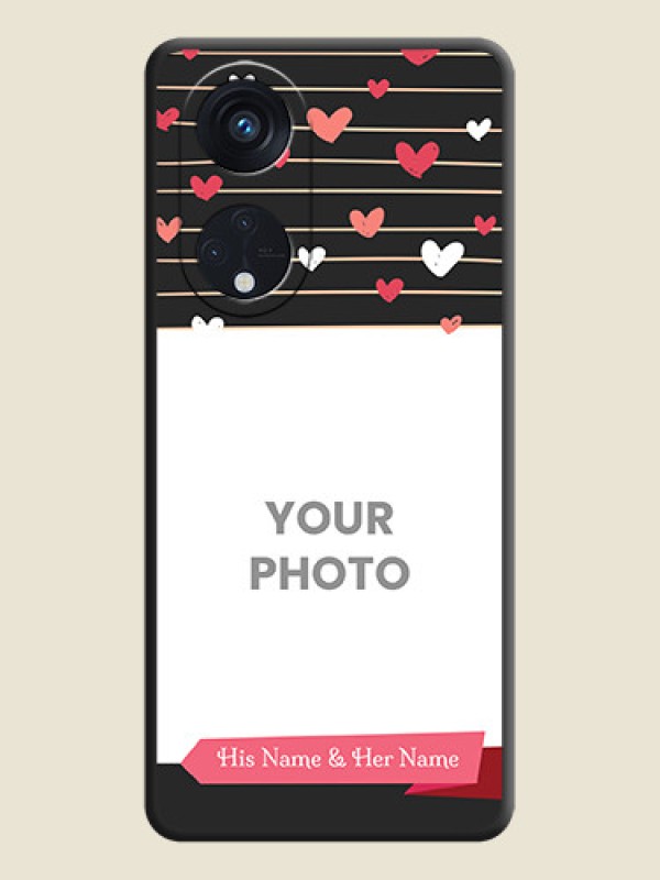 Custom Love Pattern with Name on Pink Ribbon  on Photo on Space Black Soft Matte Back Cover - Oppo Reno 8T 5G - alternate view