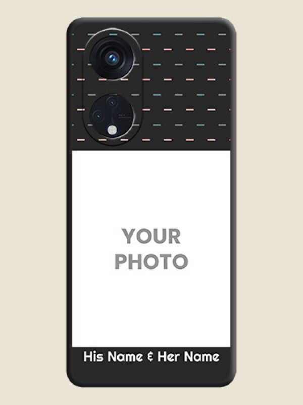 Custom Line Pattern Design with Text on Space Black Custom Soft Matte Phone Back Cover - Oppo Reno 8T 5G - alternate view