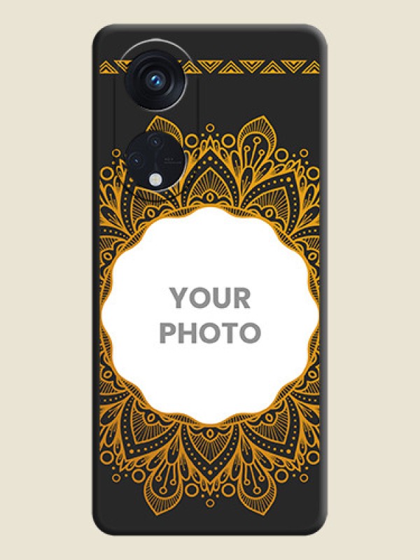 Custom Round Image with Floral Design on Photo on Space Black Soft Matte Mobile Cover - Oppo Reno 8T 5G - alternate view