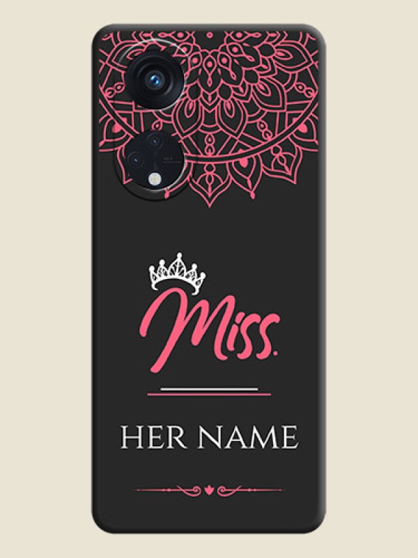 Custom Mrs Name with Floral Design on Space Black Personalized Soft Matte Phone Covers - Oppo Reno 8T 5G - alternate view