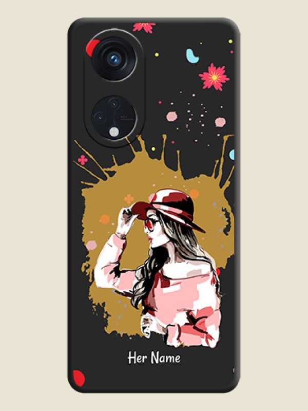 Custom Mordern Lady With Color Splash Background With Custom Text On Space Black Personalized Soft Matte Phone Covers -Oppo Reno 8T 5G - alternate view