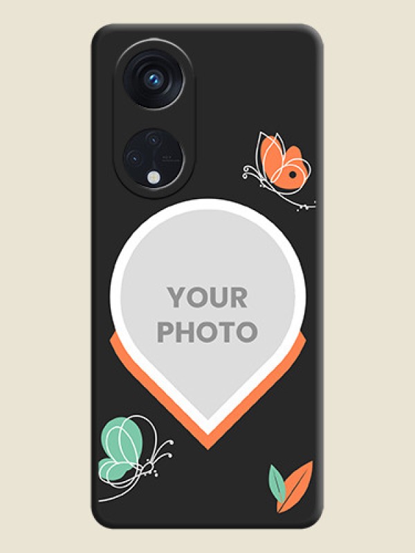 Custom Upload Pic With Simple Butterly Design On Space Black Personalized Soft Matte Phone Covers -Oppo Reno 8T 5G - alternate view