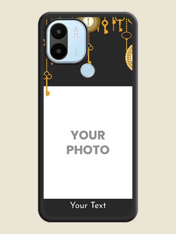 Custom Decorative Design with Text on Space Black Custom Soft Matte Back Cover - Poco C50 - alternate view