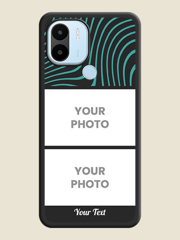 Custom Wave Pattern with 2 Image Holder on Space Black Personalized Soft Matte Phone Covers - Poco C50 - alternate view