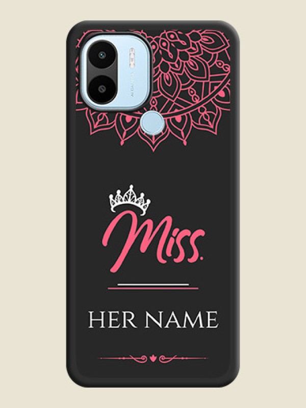 Custom Mrs Name with Floral Design on Space Black Personalized Soft Matte Phone Covers - Poco C50 - alternate view